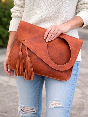 Urban Artisan Fold Over Leather Clutch